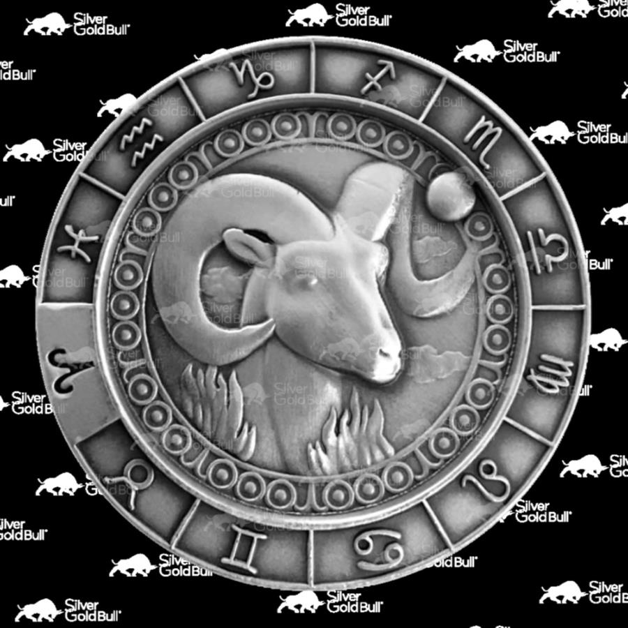 yɔi/iۏ؏tz AeB[NRC _RC [] 1IX]fBAbNTCAGXVo[Eh|N̋M 1 oz Zodiac Sign Aries Silver Round | Monarch Precious Metals