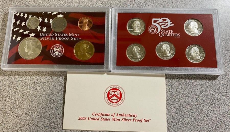 yɔi/iۏ؏tz AeB[NRC _RC [] 2003-SSȋ̏ؖZbgW{bNXCOA 2003-S Complete SILVER Proof Set w Box and COA