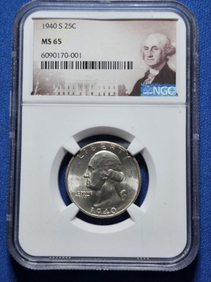 【極美品/品質保証書付】 アンティークコイン モダンコイン [送料無料] 1940 S MS 65ジョージワシントンシルバークォーターNGC 1940 S MS 65 George Washington Silver Quarter NGC