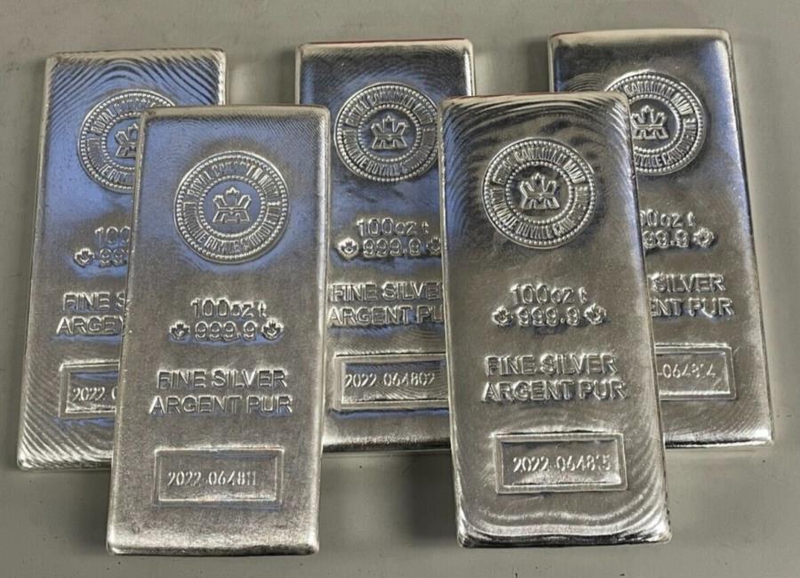 ڶ/ʼݾڽա ƥ 󥳥 [̵] ΥС100󥹥륫ʥߥRCM .9999ե󥷥СС Lot of 5 Silver 100 oz Royal Canadian Mint RCM .9999 Fine Silver Bar...