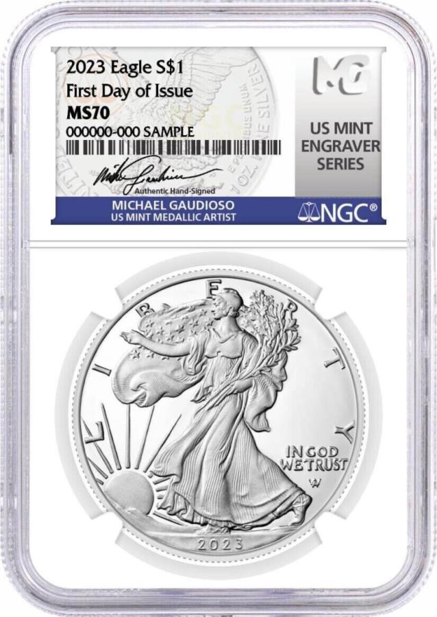  アンティークコイン モダンコイン  2023 $ 1シルバーイーグルNGC MS70 FDOI Gaudioso Signed U.S. Mint Engraverシリーズ 2023 $1 Silver Eagle NGC MS70 FDOI Gaudioso Signed U.S. Mint Engraver Series