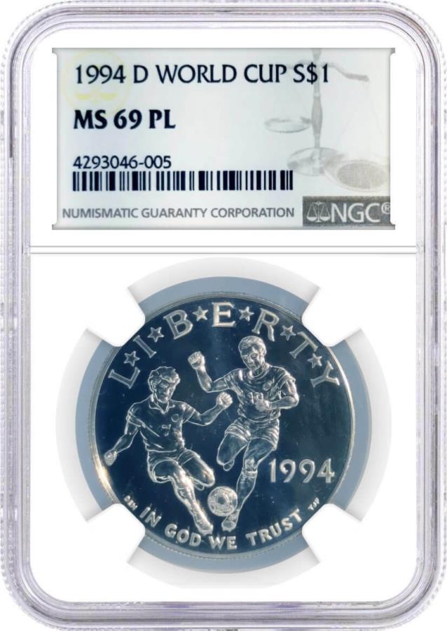 yɔi/iۏ؏tz AeB[NRC _RC [] 1994 D $ 1Vo[[hJbvNGC MS69 PL 1994 D $1 Silver World Cup NGC MS69 PL