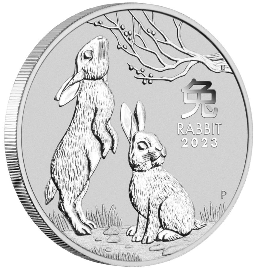 yɔi/iۏ؏tz AeB[NRC _RC [] 2023 5IX̋n̂̔N 2023 5oz Silver Bullion Lunar Year of The Rabbit $8 Coin Australia In Capsule