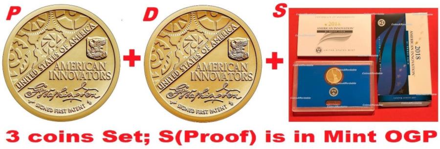 yɔi/iۏ؏tz AeB[NRC _RC [] 3-Coin-Set 2018 P-D-S American Innovation Dollar $ 1 US MINT BU+uؖIS W/OGPv 3-coin-set 2018 P-D-S American Innovation Dollar $1 US Mint bu+