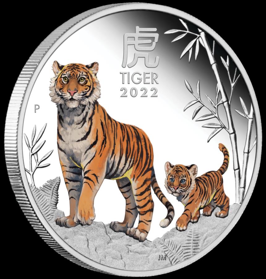2022オーストラリアの色付きのプルーフの虎の年 2022 Australia COLORED PROOF Lunar Year of the Tiger 1oz Silver $1 Coin Series 3