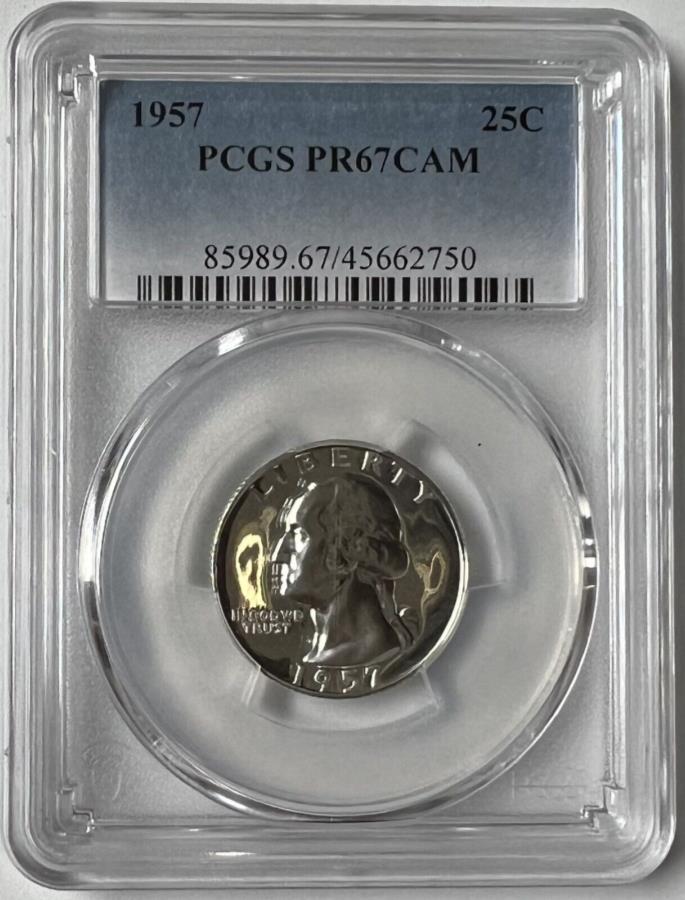 yɔi/iۏ؏tz AeB[NRC _RC [] 1957NVo[v[tVgNH[^[PCGS PR67 CAM 1957 Silver Proof Washington Quarter PCGS PR67 Cam