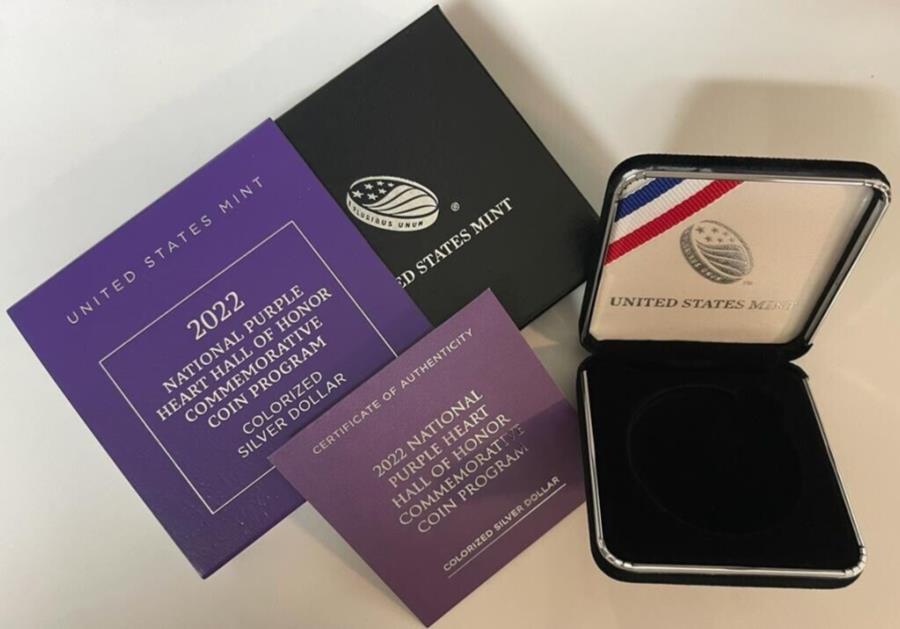  アンティークコイン モダンコイン  2022 w色付きパープルハートシルバーダラーボックスとCOA-コインなし 2022 W Colorized Purple Heart Silver Dollar Box And COA - NO COIN