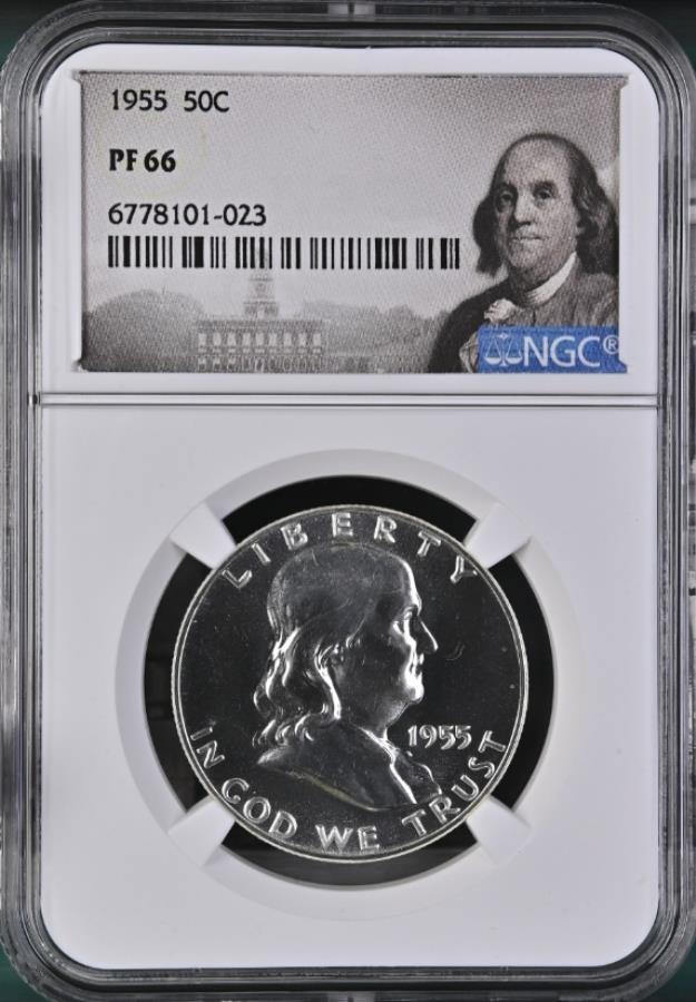 ڶ/ʼݾڽա ƥ 󥳥 [̵] 1955ǯξե󥯥ϡե顼-NGC PF 66٥󥸥ߥե󥯥٥ 1955 Proof Franklin Half Dollar - NGC PF 66 Benjamin Franklin Label