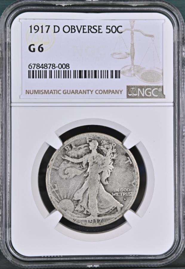 yɔi/iۏ؏tz AeB[NRC _RC [] 1917 d\̃EH[LOoeBn[t_[ngc g 6wl18 1917 D Obverse Walking Liberty Half Dollar NGC G 6 #WL18