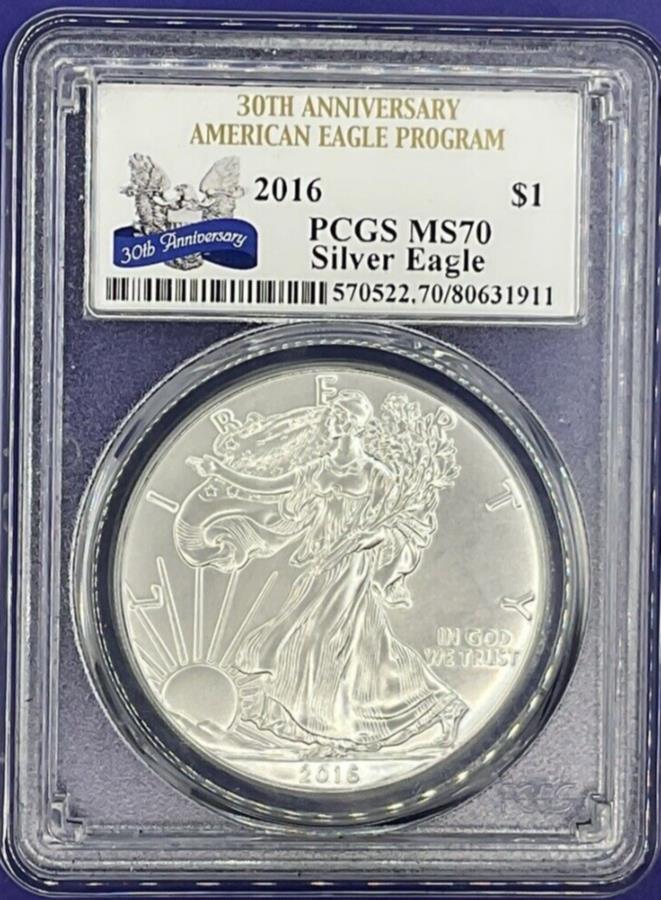 ڶ/ʼݾڽա ƥ 󥳥 [̵] MS70 2016С$ 1 PCGS 30ǯǰꥫץ٥ MS70 2016 Silver Eagle $1 PCGS 30th Anniversary American Eagle Program Label