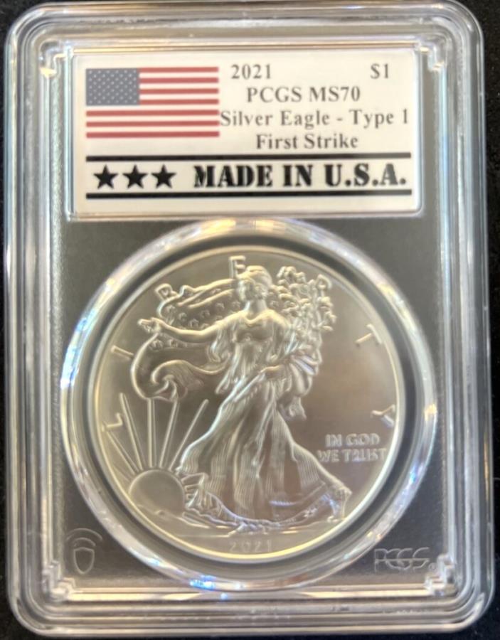ڶ/ʼݾڽա ƥ 󥳥 [̵] 2021 MS70 $ 1Сɥ륳󥿥1ꥫǺ줿եȥȥ饤 2021 MS70 $1 Silver Eagle Dollar Coin Type 1 First Strike MADE IN U.S.A. FLAG