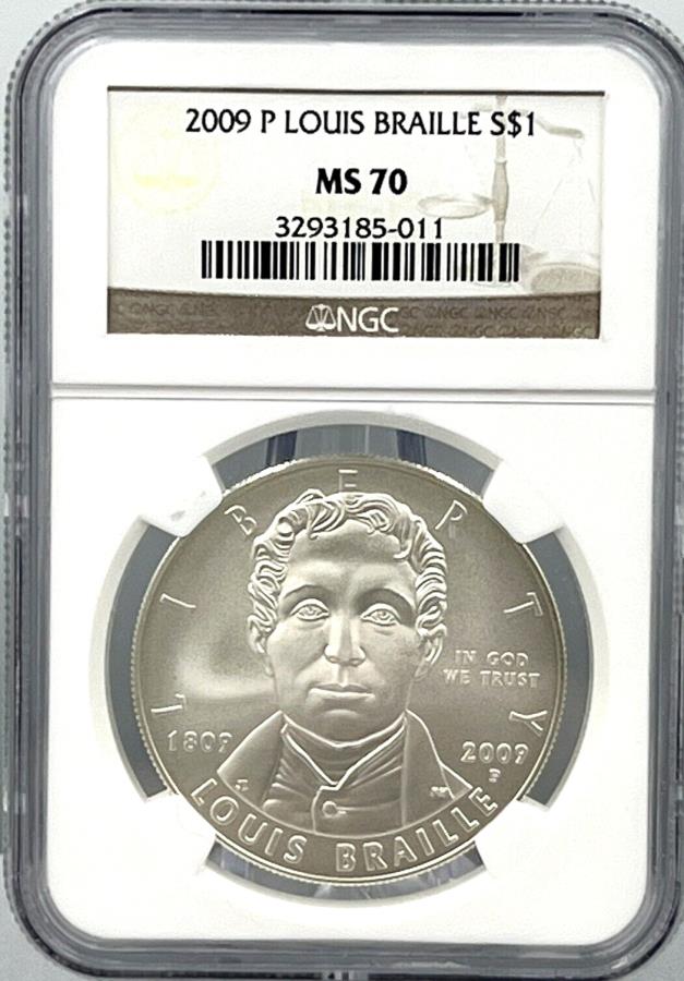 ڶ/ʼݾڽա ƥ 󥳥 [̵] 2009 P륤֥꡼NGC MS 70 $ 1ǰ󥷥С顼 2009 P LOUIS BRAILLE NGC MS 70 $1 Commemorative Coin Silver Dollar