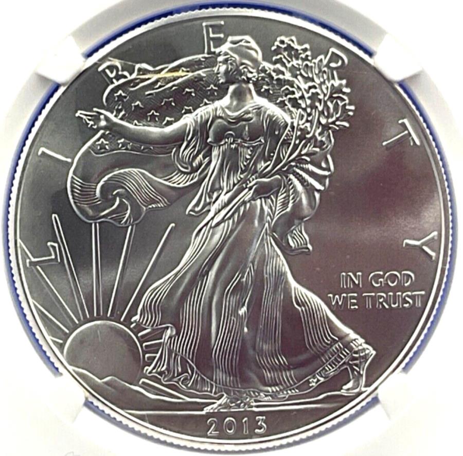 【極美品/品質保証書付】 アンティークコイン モダンコイン [送料無料] 2013 American Silver Eagle $ 1 NGC MS 69アーリーリリースブルースケールラベル1オンス.999 2013 American Silver Eagle $1 NGC MS 69 Early Releases Blue Scale Label 1oz .999