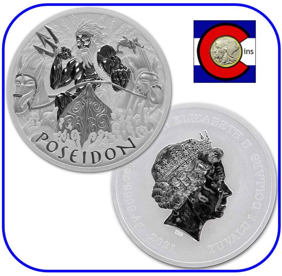 【極美品/品質保証書付】 アンティークコイン モダンコイン [送料無料] 2021 TUVALU POSEIDON 1OZ BU SILVER COIN IN MINT CAPSULE -GODS OF OLYMPUSシリーズ 2021 Tuvalu Poseidon 1oz BU Silver Coin in Mint Capsule - Gods of Olympus Series