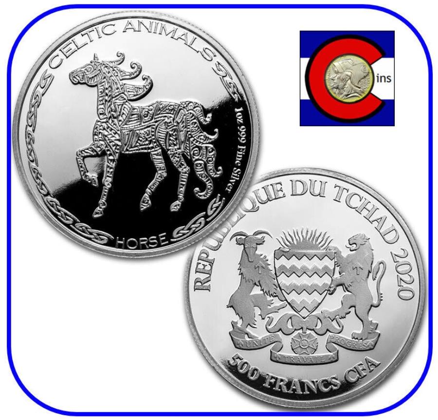 yɔi/iۏ؏tz AeB[NRC _RC [] 2020`hPgn1IX̃v[t̂悤ȋRCw_CNgtBbgJvZ 2020 Chad Celtic Horse 1 oz Proof-Like Silver Coin w direct fit capsule