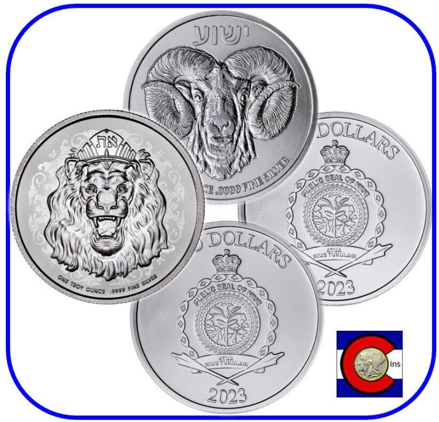 ڶ/ʼݾڽա ƥ 󥳥 [̵] 2023 Niue Truth Series -Roaring LionRam Calvary-21 Oz Silver Coins 2023 Niue Truth Series - Roaring Lion &Ram Calvary - (2) 1 oz Silver Coins