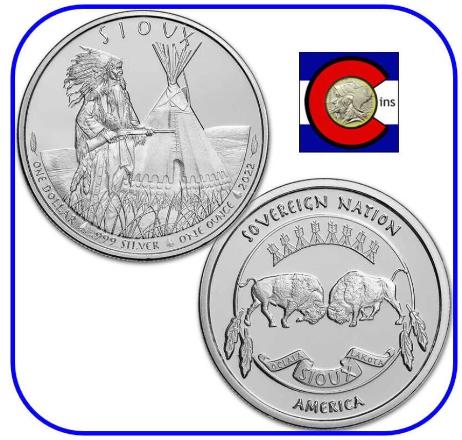 yɔi/iۏ؏tz AeB[NRC _RC [] 2022X[CfBA`[tK[fBAVo[1IX$ 1 buRCJvZ 2022 Sioux Indian Chief Guardian Silver 1 oz $1 BU Coin in capsule