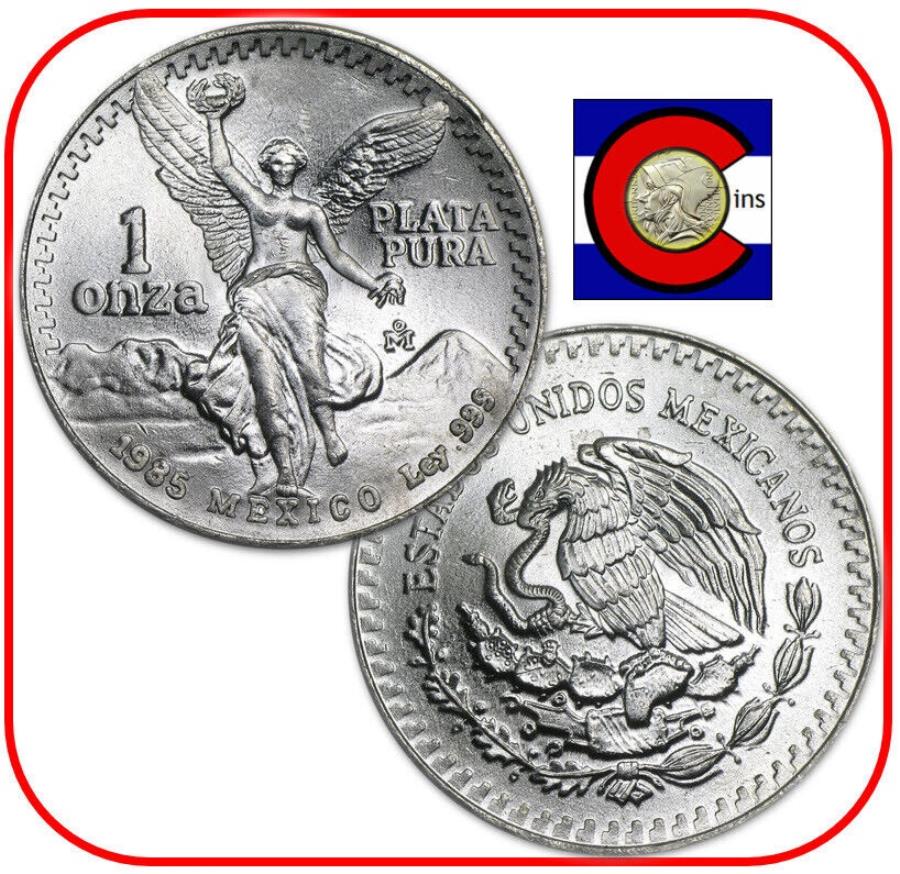 yɔi/iۏ؏tz AeB[NRC _RC [] 1985LVRo^h1IXBULVJVo[RCڃtBbgJvZ 1985 Mexico Libertad 1 oz BU Mexican Silver Coin in direct fit capsule