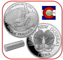2022パプアニューギニアパラダイスオブオンスシルバーBUコイン - 20コインのロール 2022 Papua New Guinea Bird of Paradise 1 oz Silver BU Coin - roll of 20 coins(3)