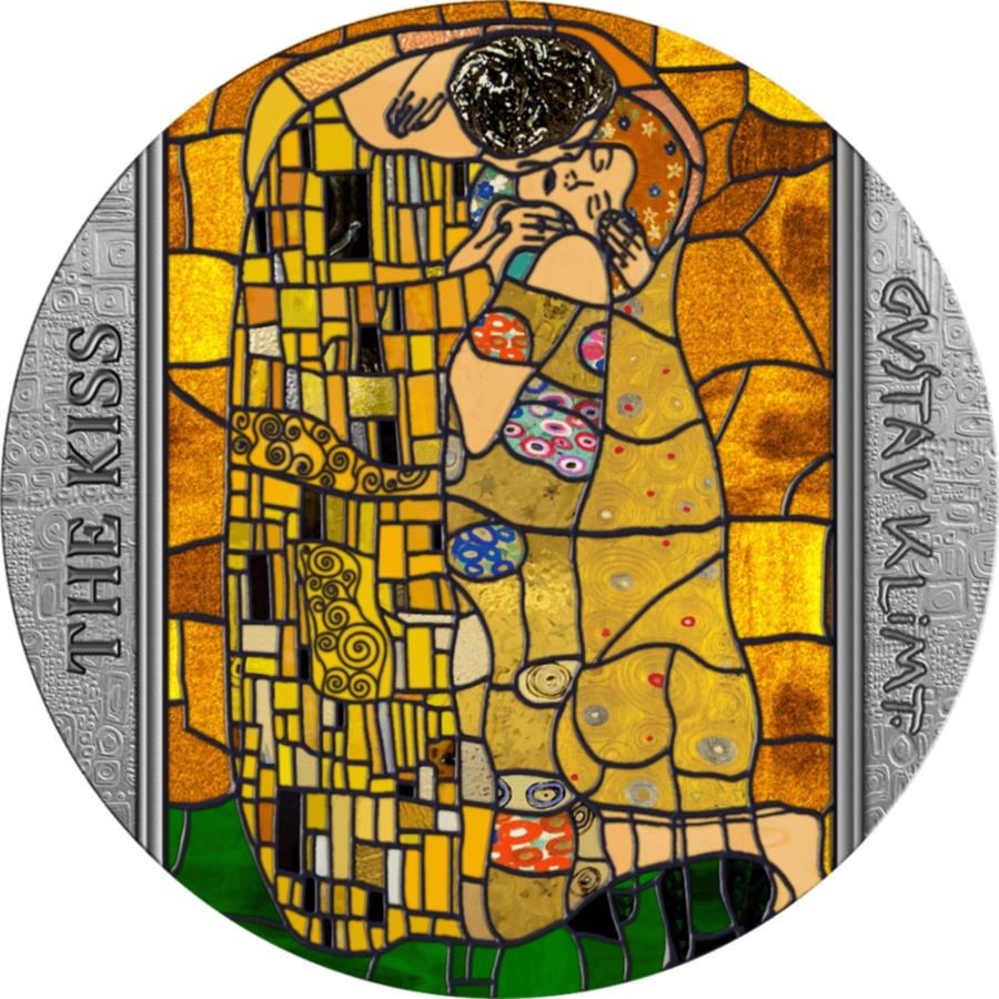  アンティークコイン モダンコイン  2023ガーナステンドグラスアートキス2オンスシルバーアンティークコイン 2023 Ghana Stained Glass Art The Kiss 2oz Silver Antiqued Coin