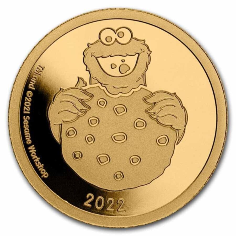 【極美品/品質保証書付】 アンティークコイン モダンコイン [送料無料] 2022サモアセサミストリートクッキーモンスター.5gゴールドプルーフコイン 2022 Samoa Sesame Street Cookie Monster .5g Gold Proof Coin