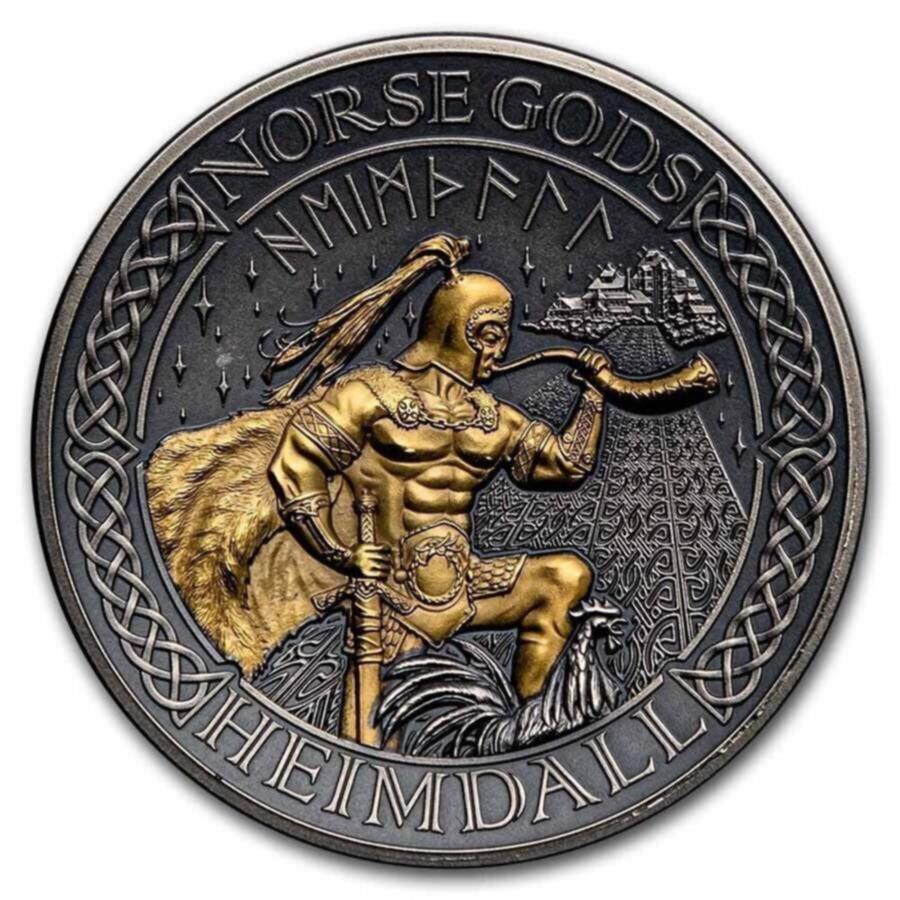 yɔi/iۏ؏tz AeB[NRC _RC [] 2022NbNAChmXSbhnC_2IXVo[AeB[NtBjbVRC 2022 Cook Islands Norse God Heimdall 2oz Silver Antique Finish Coin