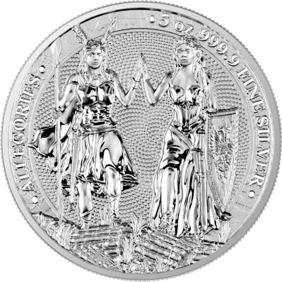 【極美品/品質保証書付】 アンティークコイン モダンコイン [送料無料] 2023アレゴリーガリア＆ゲルマニア5オンスシルバーBUコイン 2023 Allegories Galia & Germania 5oz Silver BU Coin