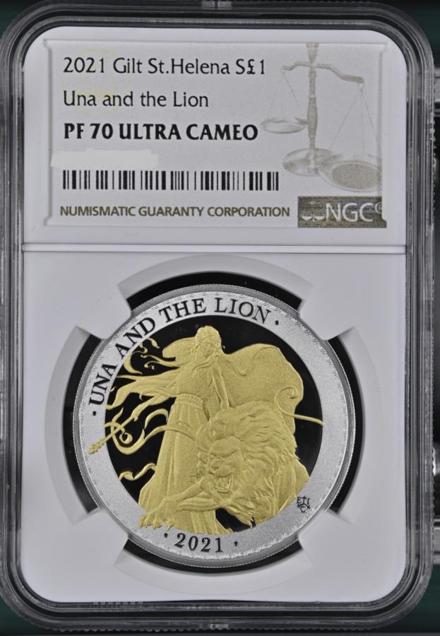 ڶ/ʼݾڽա ƥ 󥳥 [̵] 2021ȥإʥʡ饤1󥹥СɥNGC PF 70 UCAM 2021 St. Helena Una &The Lion 1oz Silver Gilded Coin NGC PF 70 UCAM