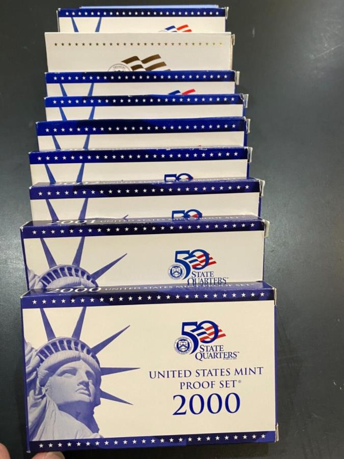 ڶ/ʼݾڽա ƥ 󥳥 [̵] 2000ǯ2009ǯƹߥȥץ롼եå 2000 through 2009 US Mint Proof Sets DECADE LOT of all 10 - Complete in boxes