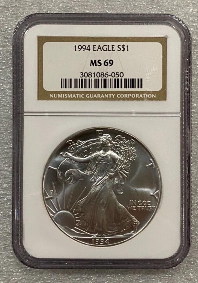 yɔi/iۏ؏tz AeB[NRC _RC [] 1994Vo[C[ONGC MS69L[ti050j 1994 Silver Eagle NGC MS69 KEY DATE (050)