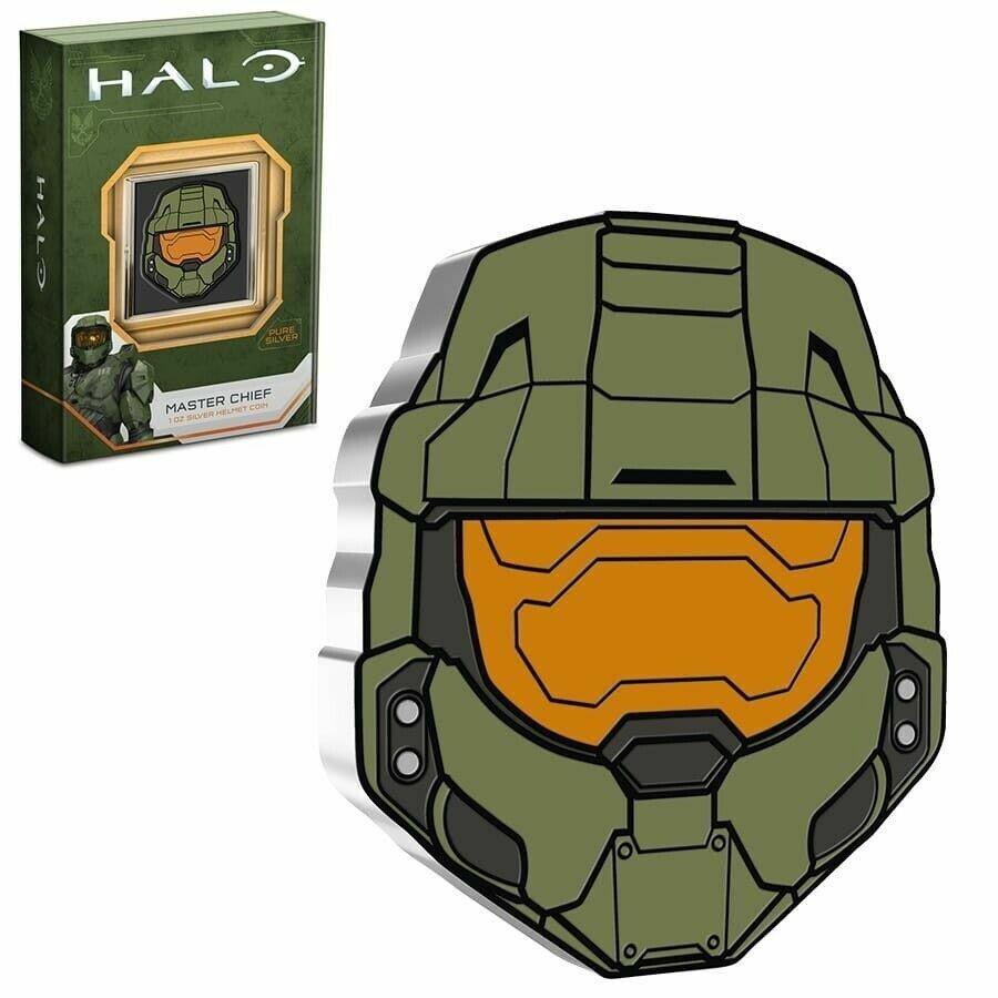 yɔi/iۏ؏tz AeB[NRC _RC [] 2021 Niue Halo 20th Anniversary Master`[twbg`1IX.999Vo[RC 2021 Niue Halo 20th Anniversary Master Chief Helmet Shaped 1 oz .999 Silver Coin