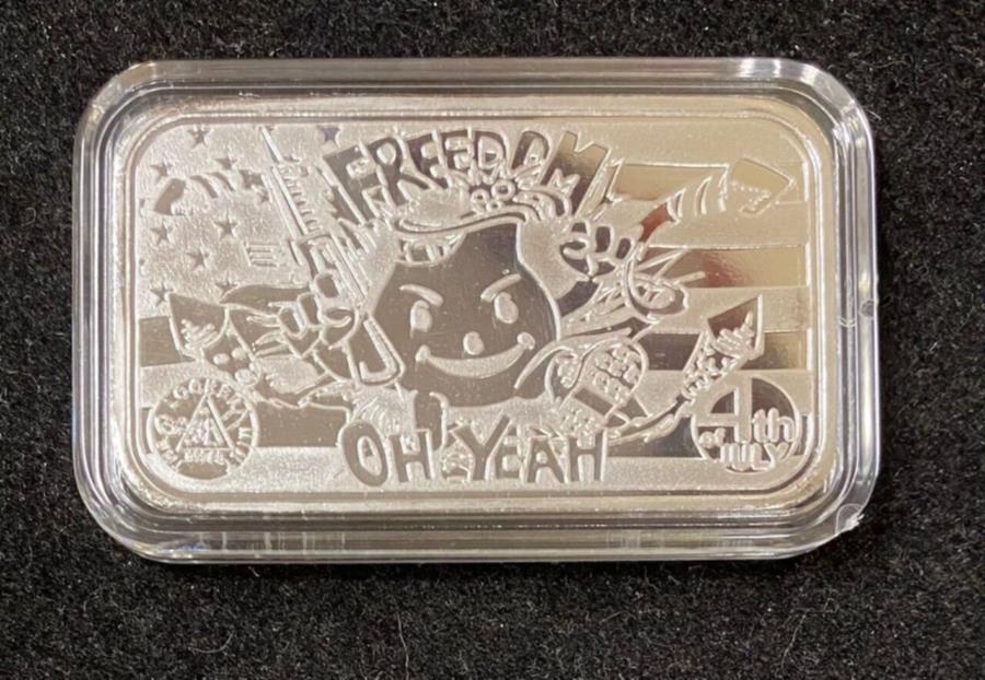ڶ/ʼݾڽա ƥ 󥳥 [̵] 74 - ͳ1.999åߥȤˤ륷Сץ롼եСޤ 4th of July - Freedom, Oh Yeah 1 oz .999 Poured Silver Proof Bar by Locker Mint