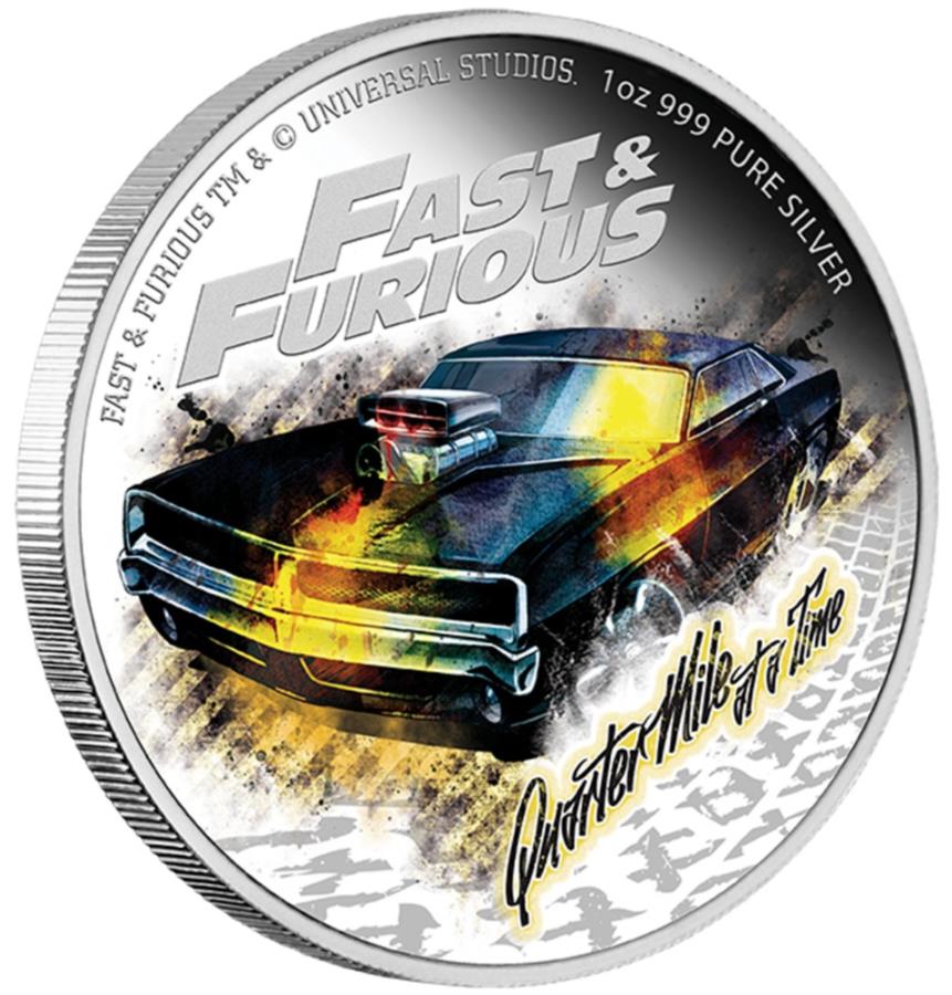 【極美品/品質保証書付】 アンティークコイン モダンコイン [送料無料] 2023年速度と猛烈な四分の一マイルは、1オンスの色付き銀貨で 2023 Niue Fast and the Furious Quarter Mile at a Time 1 oz Colorized Silver Coin