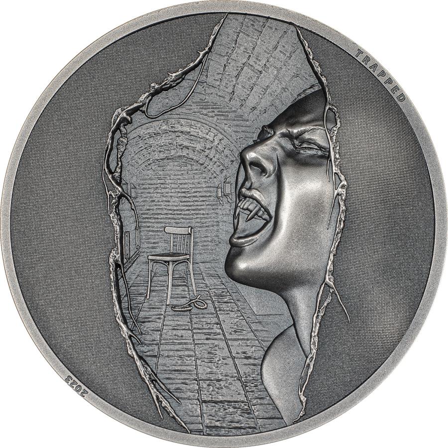 【極美品/品質保証書付】 アンティークコイン モダンコイン [送料無料] 2023クック島閉じ込められた脱出 2023 Cook Islands Trapped Escape 1 oz Antiqued Silver Coin CIT