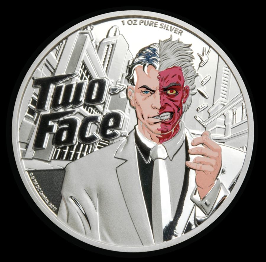 yɔi/iۏ؏tz AeB[NRC _RC [] 2022TAc[tFCX1IXFt.999Vo[RCDCR~bNobg}pvW/{bNX 2022 Samoa Two Face 1 oz Colorized .999 Silver Coin DC Comics Batman PAMP w/Box