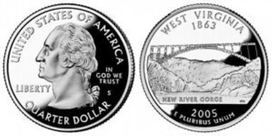 【極美品/品質保証書付】 アンティークコイン モダンコイン [送料無料] 2005年のウェストバージニア州90％シルバークォーター 2005 S West Virginia State 90% Silver Quarter