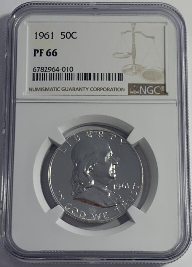 yɔi/iۏ؏tz AeB[NRC _RC [] 1961 NGC PF66v[ttNn[t_[50C 90Vo[zCgx 1961 NGC PF66 PROOF FRANKLIN HALF DOLLAR 50c 90% SILVER WHITE LABEL