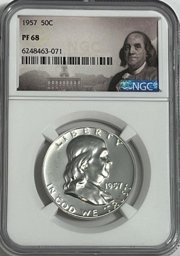 yɔi/iۏ؏tz AeB[NRC _RC [] 1957 NGC PF68Vo[v[ttNn[t_[50CtNx 1957 NGC PF68 SILVER PROOF FRANKLIN HALF DOLLAR 50C FRANK LABEL