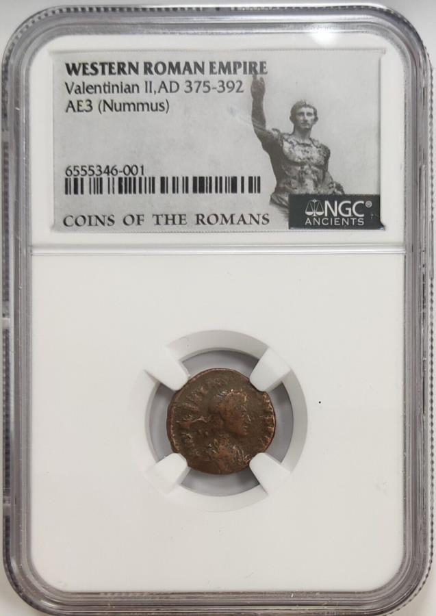 yɔi/iۏ؏tz AeB[NRC _RC [] oeBjAIĨ[}AE2iAD375-392jNGCF Roman AE2 of Valentinian II (AD375-392) NGC Certified