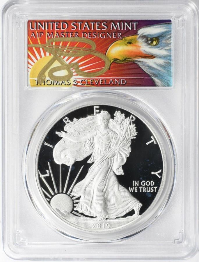 yɔi/iۏ؏tz AeB[NRC _RC [] 2019 -W $ 1Vo[C[OPCGS PR70 DCAM-t@[XgXgCN - g[}XN[uh 2019-W $1 Silver Eagle PCGS PR70 DCAM - First Strike - Thomas Cleveland Signed