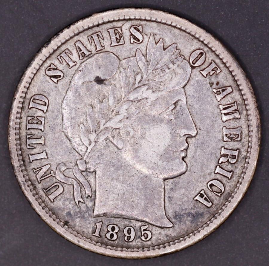 1895 -s/sバーバーダイムより良い日付-XF 1895-S/S Barber Dime Better Date - XF