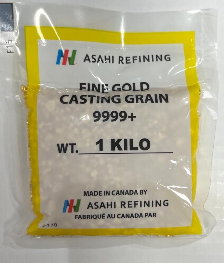 yɔi/iۏ؏tz AeB[NRC _RC [] 1Li32.15 TozjAsahi Refining .9999t@CS[hVbgLXg - ݌ 1 Kilo ( 32.15 toz ) Asahi Refining .9999 Fine Gold Shot Casting - In Stock