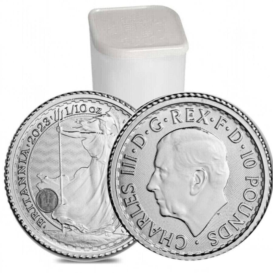 yɔi/iۏ؏tz AeB[NRC _RC [] 25-2023̃[?10p1/10IX.9995t@Cv`iu^jARC Roll of 25 - 2023 ?10 Great Britain 1/10 oz .9995 Fine Platinum Britannia Coin