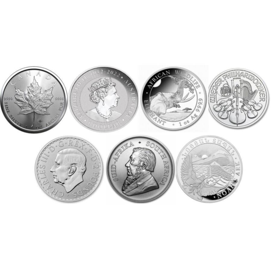 楽天アンティーク王子_ANTIQUE PRINCE【極美品/品質保証書付】 アンティークコイン モダンコイン [送料無料] たくさんの7-2023 1オンスの世界中から華麗なUNC-在庫 Lot of 7 - 2023 1 oz Silver Coins From Around The World Brilliant Unc - In Stock