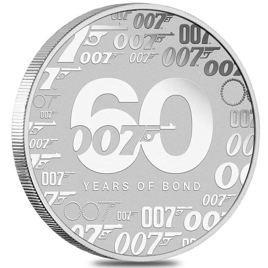 2022 1 OZ TUVALU JAMES BOND -60ǯΥܥɥС.9999åץեBU 2022 1 oz Tuvalu James Bond - 60 Years of Bond Silver Coin .9999 Fine BU In Cap