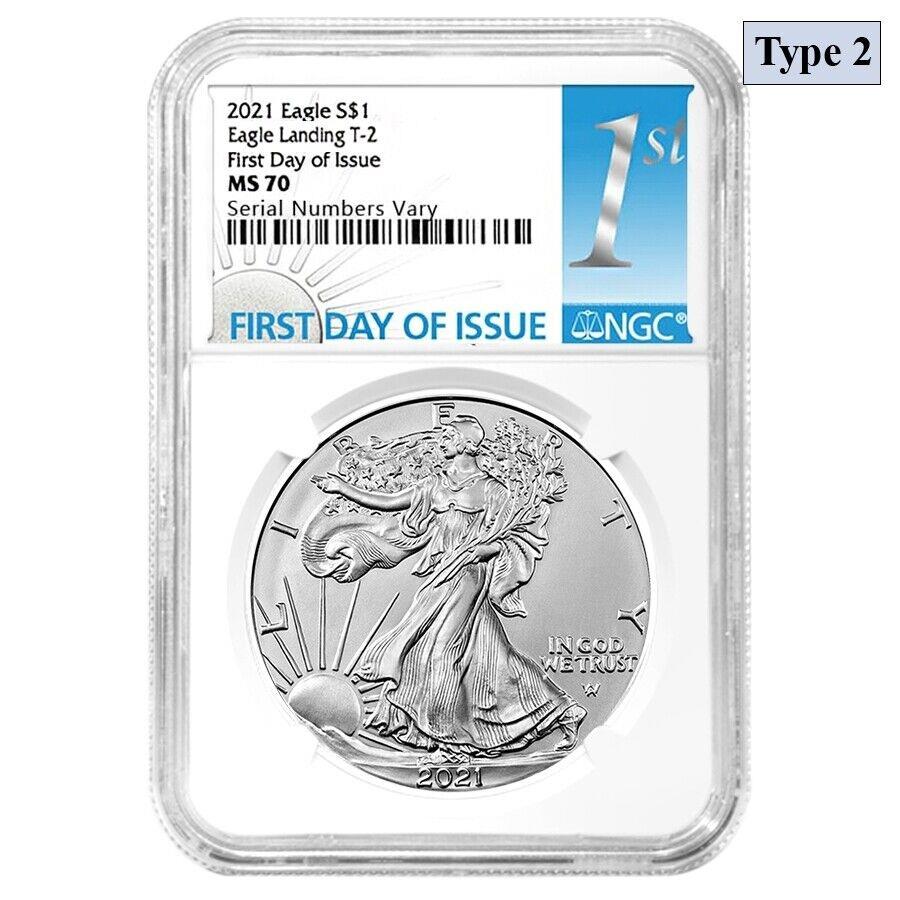 yɔi/iۏ؏tz AeB[NRC _RC [] 2021 1IXVo[AJC[O^Cv2 NGC MS 70 fdoi 2021 1 oz Silver American Eagle Type 2 NGC MS 70 FDOI