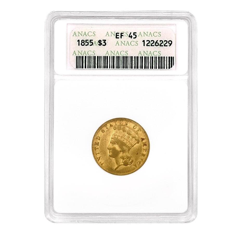 ڶ/ʼݾڽա ƥ 󥳥 [̵] 1855 $ 3ǥץ󥻥إåɥɥ󥢥ʥåXF 45ץܥåۥ 1855 $3 Indian Princess Head Gold Coin ANACS XF 45 Soapbox Holder