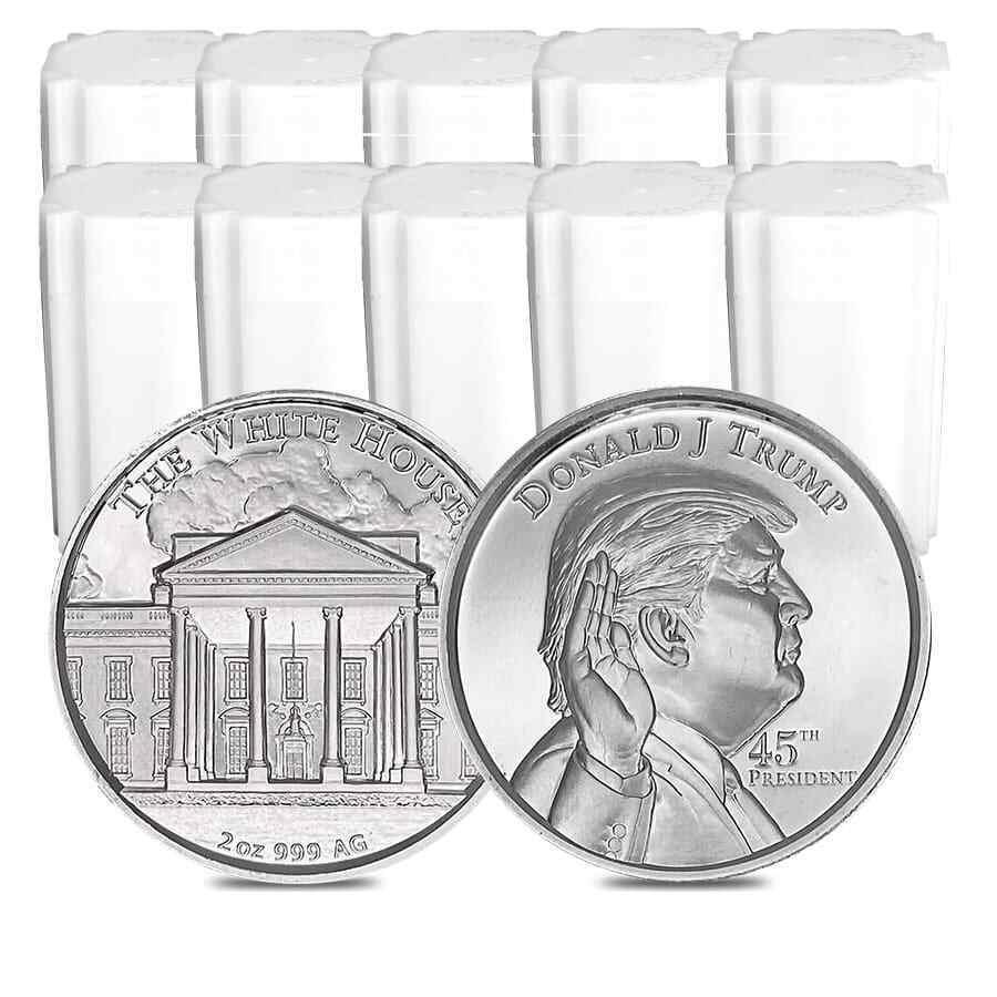 ڶ/ʼݾڽա ƥ 󥳥 [̵] 100-2ΥɥʥJ.ȥץС饦.999ȳ Lot of 100 - 2 oz President Donald J. Trump Silver Round .999 Fine