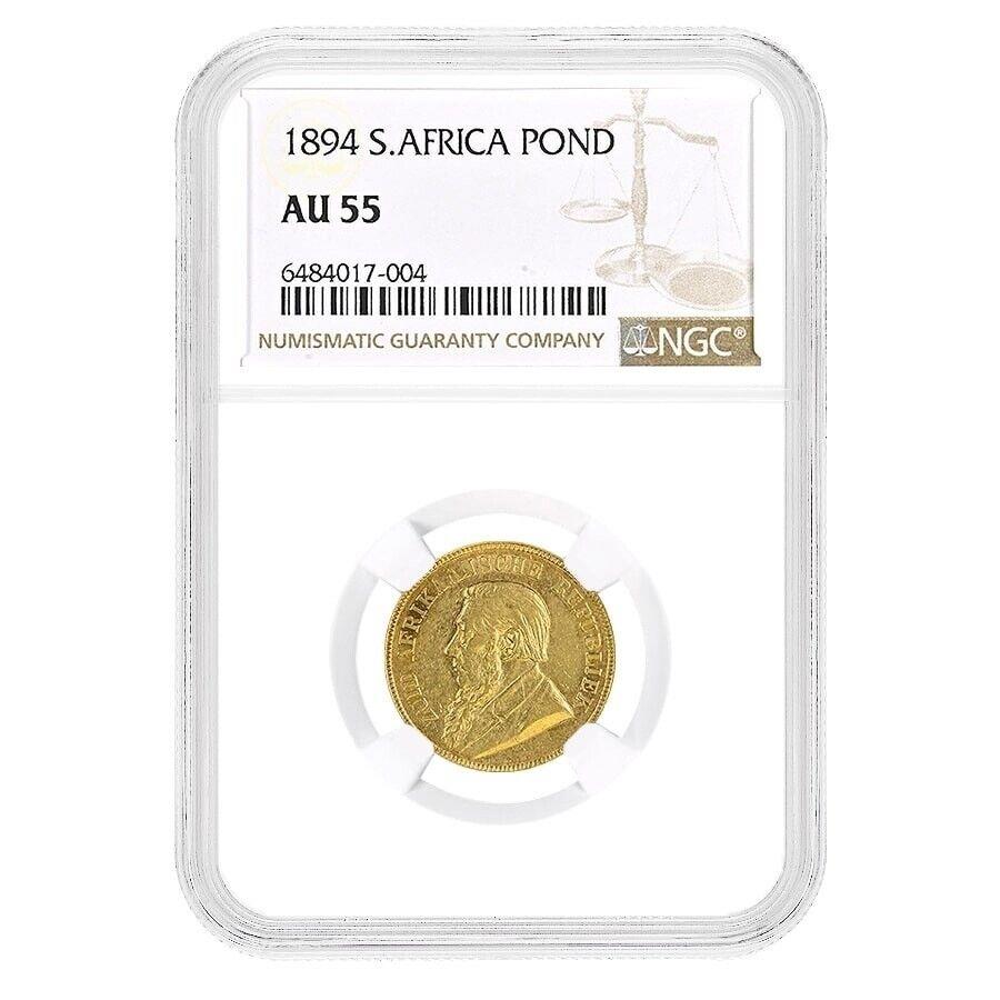yɔi/iۏ؏tz AeB[NRC _RC [] 1894AtJ1|hS[hRCNGC AU 55 1894 South Africa 1 Pond Gold Coin NGC AU 55