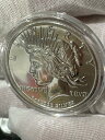 平和ドルのデザインワントロイオンス.999カプセルの細かいシルバーラウンドBU Peace Dollar Design One Troy Ounce .999 Fine Silver Round BU IN A CAPSULE